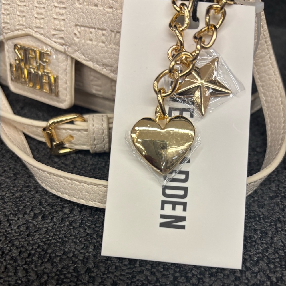 Steve Madden Vanilla Mini Crossbody with Gold Heart & Star Charm - Picture 9 of 14